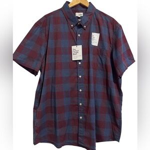 Sonoma Men's Burgundy and Navy Plaid Shirt